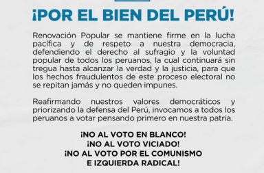 Renovación Popular y su líder Rafael López Aliaga, pide no votar en...