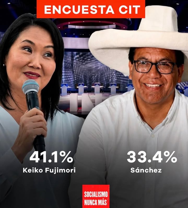 Sondeo ubica a Keiko Fujimori por delante de Roberto Sánchez