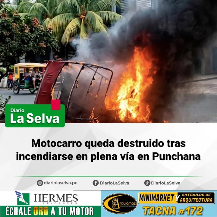 Momentos de tensión por incendio de motocarro en Punchana