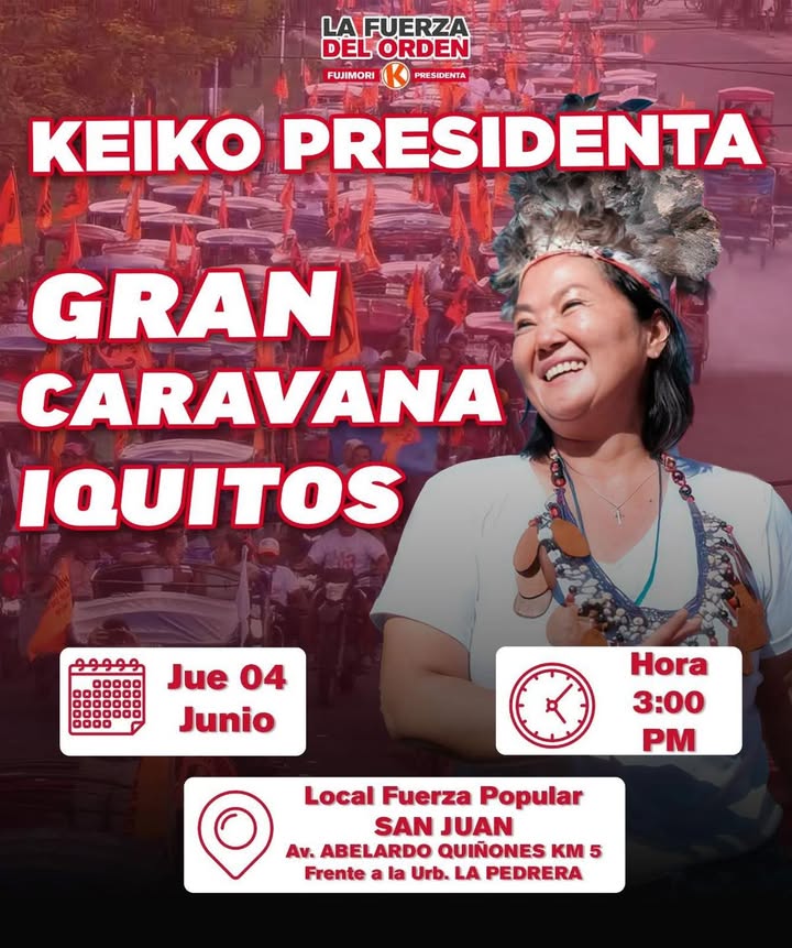 Simpatizantes convocan a gran caravana en apoyo a Keiko Fujimori