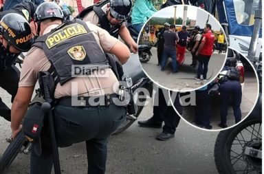Conductor sin licencia vigente ni SOAT choca contra motocicleta policial en avenida Quiñones.