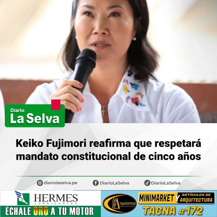 Candidata de Fuerza Popular descarta ampliar permanencia en el poder