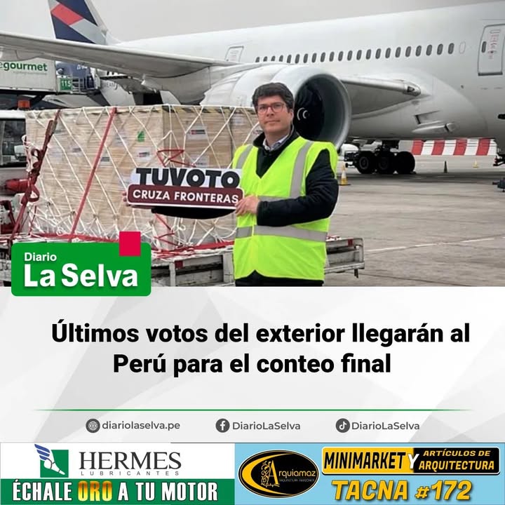 Últimos votos del exterior llegarán al Perú para el conteo final