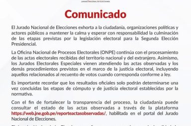 Jurado Nacional de Elecciones pide esperar resultados oficiales