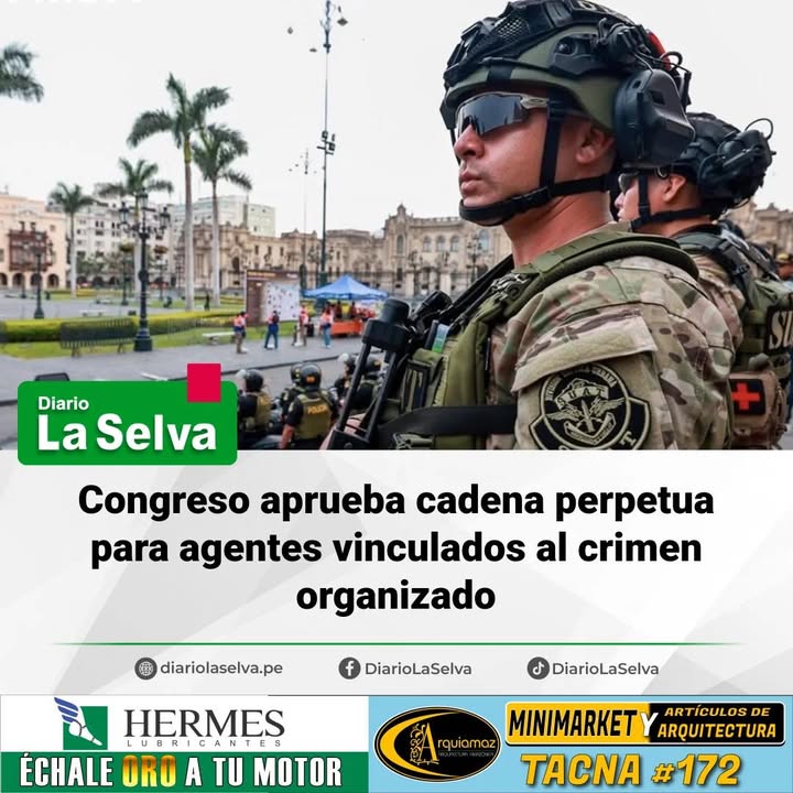 Aprueban cadena perpetua para agentes que favorezcan organizaciones criminales