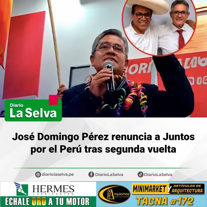 Exfiscal José Domingo Pérez anuncia su salida de Juntos por el Perú