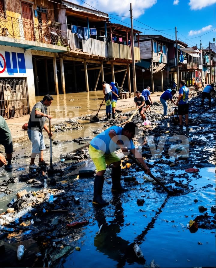 Plataneros de la calle Venecia limpian ribera del río Itaya para reiniciar sus actividades.