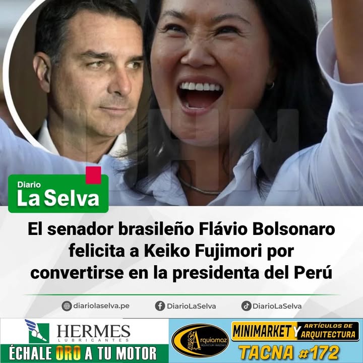 Reconocimiento internacional: Flávio Bolsonaro envía un mensaje de felicitación a la lideresa de Fuerza Popular