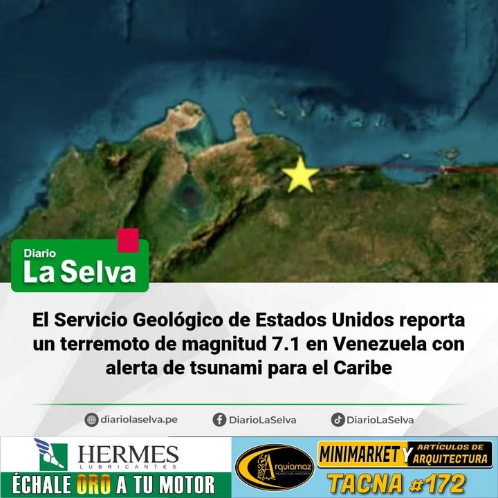 Alerta en el Caribe: un fuerte sismo de magnitud 7.1 sacude el centro de Venezuela este miércoles