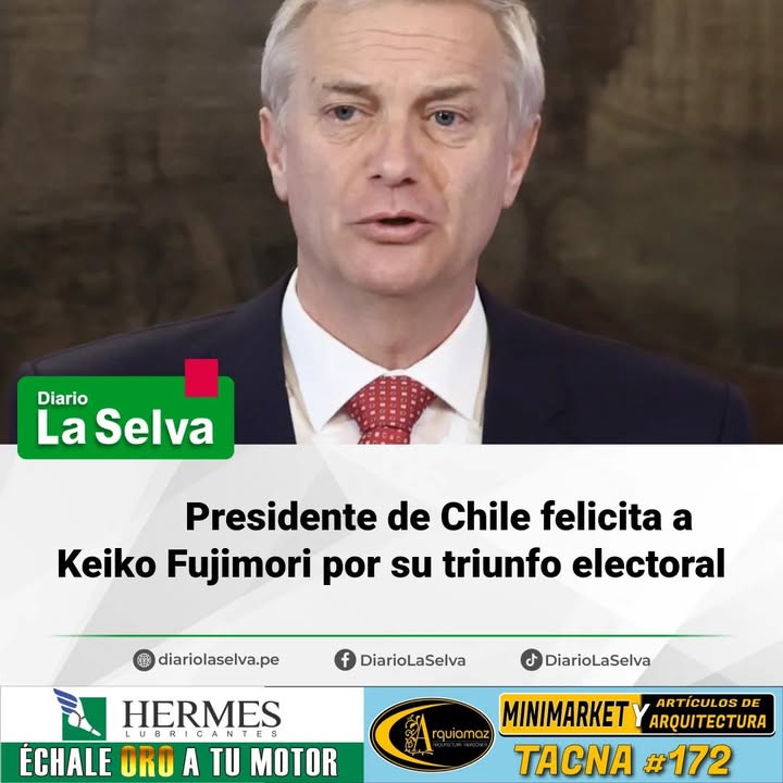 Presidente de Chile felicita a Keiko Fujimori por su triunfo electoral