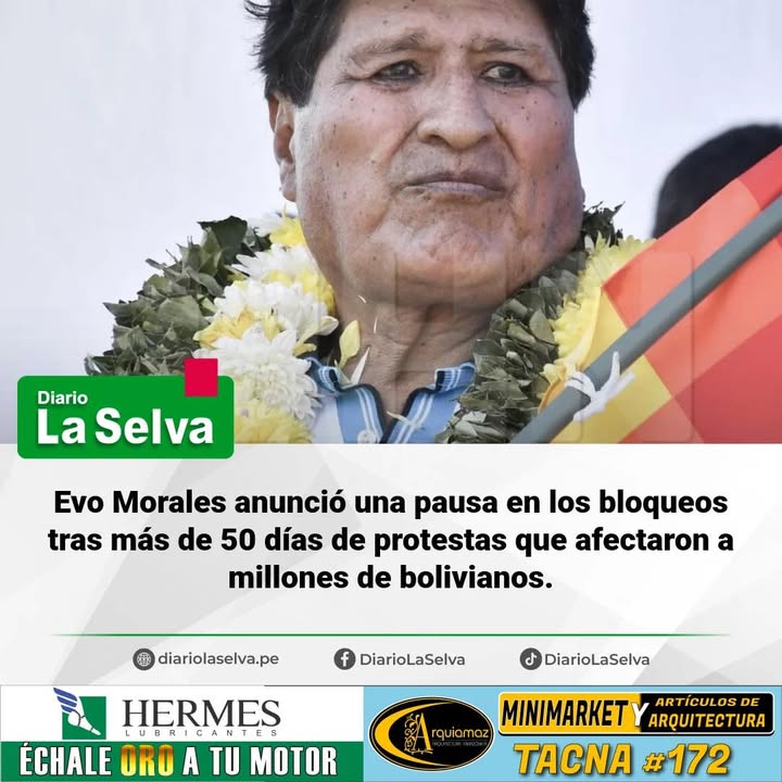 Evo Morales anunció una pausa en los bloqueos tras más de 50...