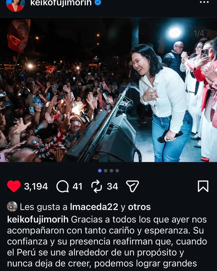 KEIKO FUJIMORI TUVO SU PRIMER ENCUENTRO PÚBLICO CON SUS SEGUIDORES DESDE QUE OFICIALIZARON SU ELECCIÓN COMO PRESIDENTA DEL PERÚ