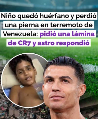 Cristiano Ronaldo envía emotivo mensaje a niño venezolano que perdió a su familia tras el terremoto